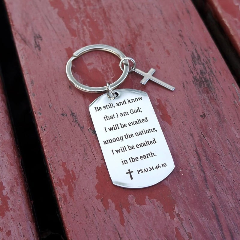 GiftYou Inspirational Scripture Metal Key Chains with Cross Pendant - Bible Verse Keychain Religious Gift for Christian - Image 5